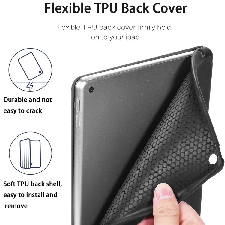 DG.MING See Series Case Auto Wake & Sleep Leather Shell for Apple iPad 10.2 (2019) - Black-4