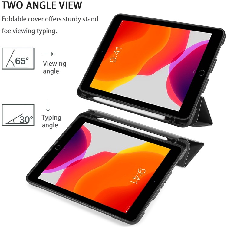 Дг. Ming См. Серия Case Auto Wake & Оболочка Кожи Для Сна Для Ipad 10.2 (2021)/(2020)/(2019) - Черный