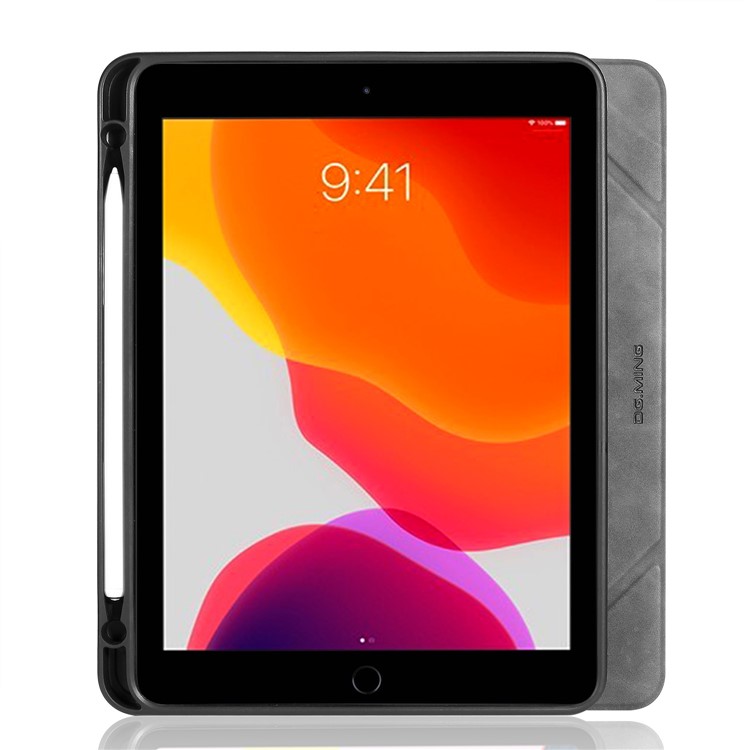 DG.MING See Series Case Auto Wake & Sleep Leather Shell for Apple iPad 10.2 (2020) (2019) - Grey-9