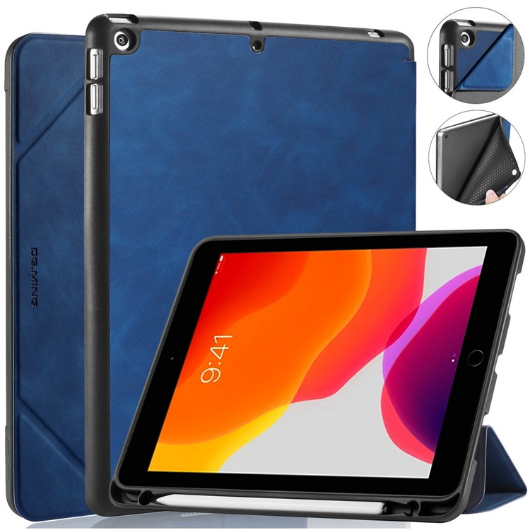 Dg. Ming Ver la Serie de Casos Automáticos Wake & Sleep Leather Shell Para Ipad 10.2 (2021)/(2020)/(2019) - Azul