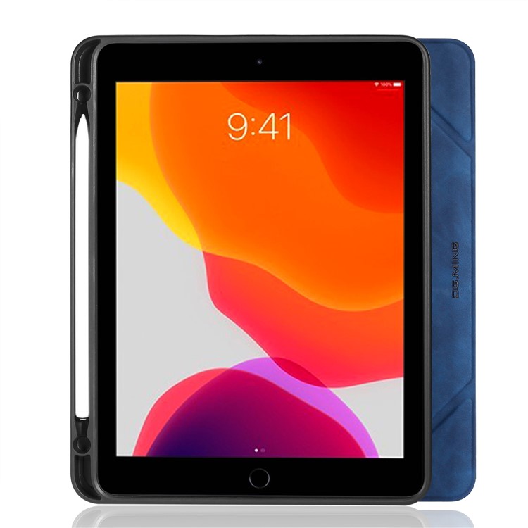 DG.MING See Series Case Auto Wake & Sleep Leather Shell for Apple iPad 10.2 (2020) (2019) - Blue-10