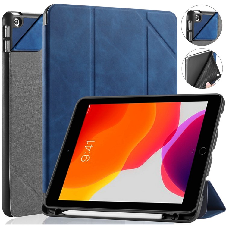 Dg. Ming Ver la Serie de Casos Automáticos Wake & Sleep Leather Shell Para Ipad 10.2 (2021)/(2020)/(2019) - Azul