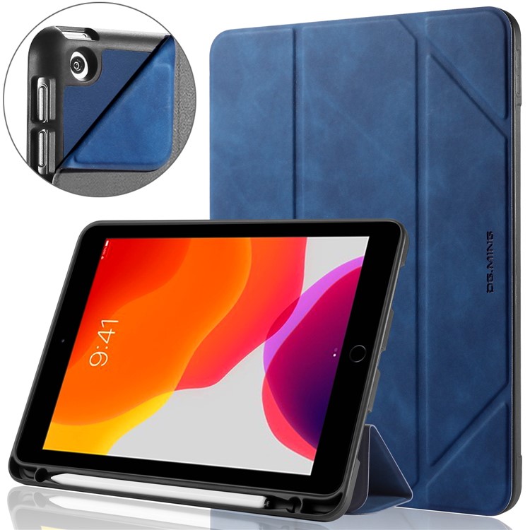 Dg. Ming Ver la Serie de Casos Automáticos Wake & Sleep Leather Shell Para Ipad 10.2 (2021)/(2020)/(2019) - Azul