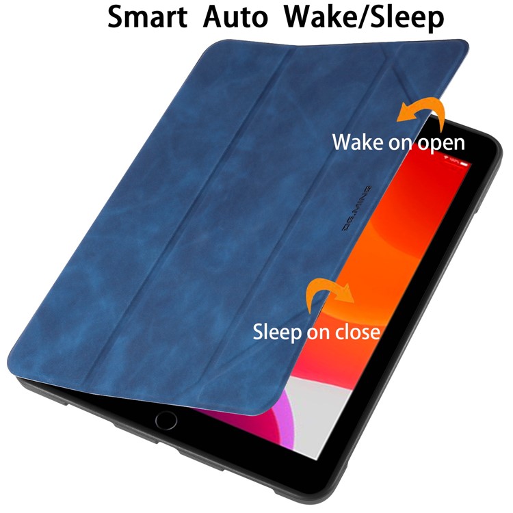 Dg. Ming Ver la Serie de Casos Automáticos Wake & Sleep Leather Shell Para Ipad 10.2 (2021)/(2020)/(2019) - Azul