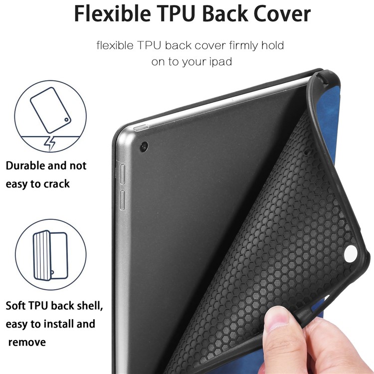 Dg. Ming Vedi Series Case Auto Wake & Sleep Leather Shell Per Ipad 10.2 (2021)/(2020)/(2019) - Blu-4