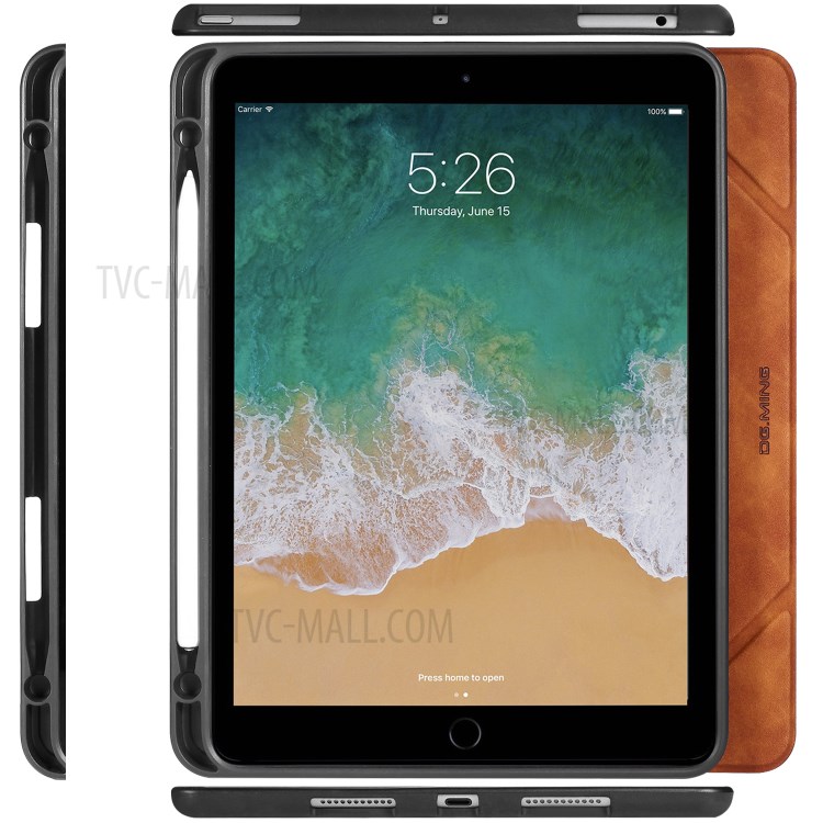 DG.MING See Series Cover Auto Wake & Sleep Leather Shell for Apple iPad Air 10.5 inch (2019) - Brown-17
