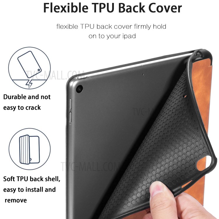 DG.MING See Series Cover Auto Wake & Sleep Leather Shell for Apple iPad Air 10.5 inch (2019) - Brown-4