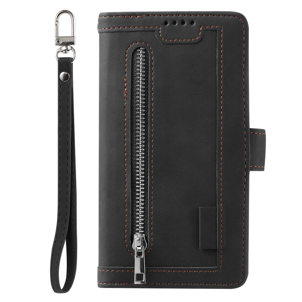 Poche À Fermeture Éclair 9 Emplacements Pour Cartes Étui Portefeuille En Cuir Pour IPhone 6s / 6 - Noir-3