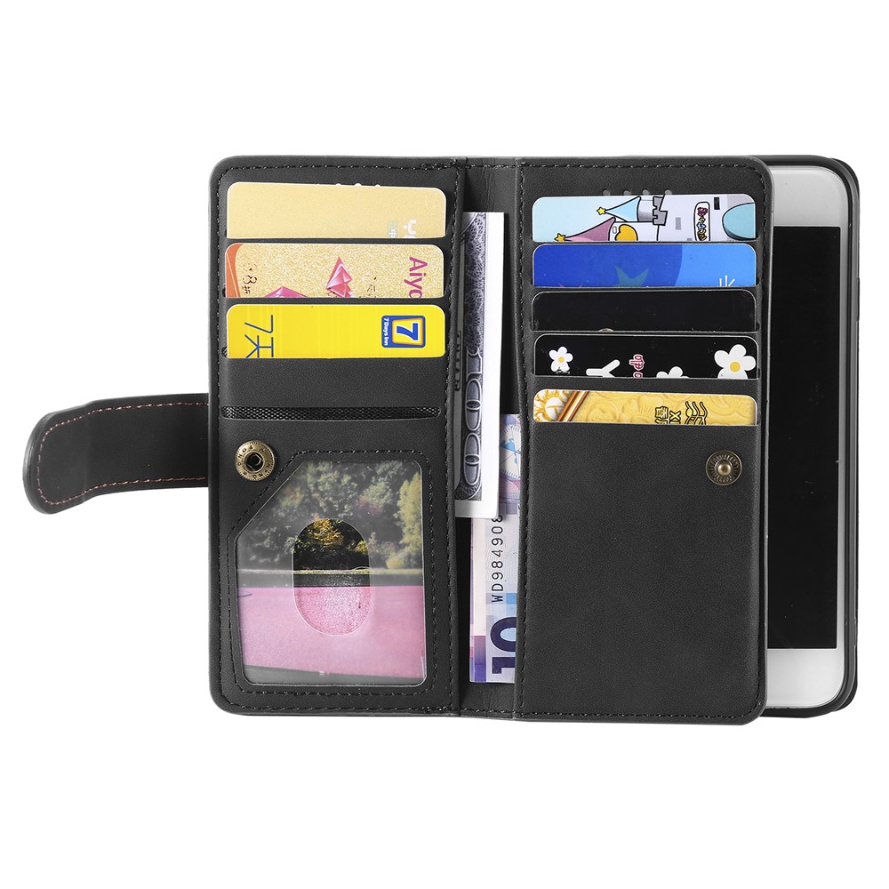 Poche À Fermeture Éclair 9 Emplacements Pour Cartes Étui Portefeuille En Cuir Pour IPhone 6s / 6 - Noir-5