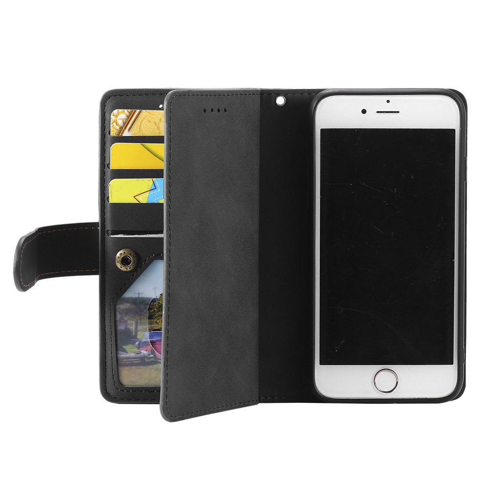 Poche À Fermeture Éclair 9 Emplacements Pour Cartes Étui Portefeuille En Cuir Pour IPhone 6s / 6 - Noir-6