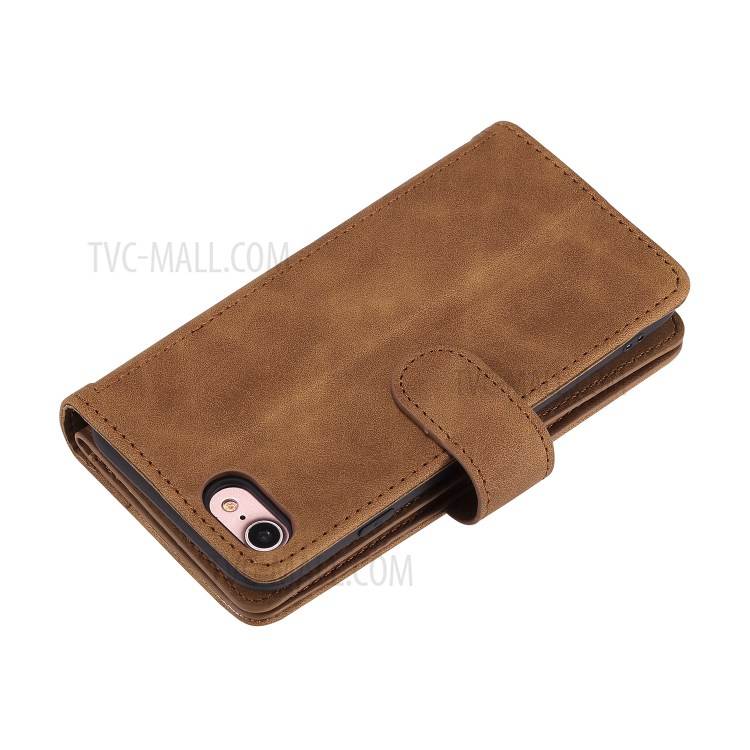 Zipper Pocket 9 Card Slots Leather Wallet Case for iPhone 6s/6 - Brown-12