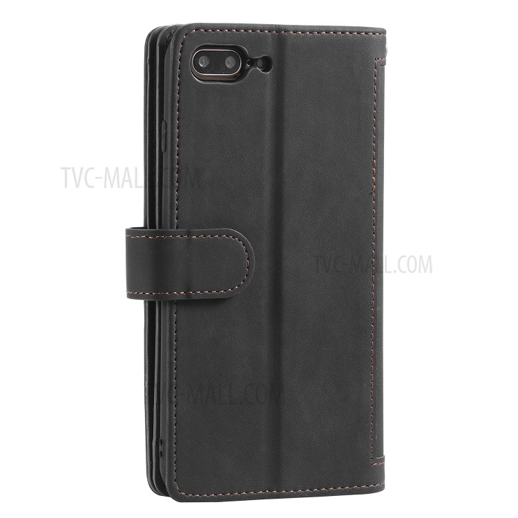 Caja De La Carpeta De Cuero Bolsillo 9 Ranuras Para Tarjetas De Cremallera Para Iphone 8 Plus / 7 Plus - Negro-7