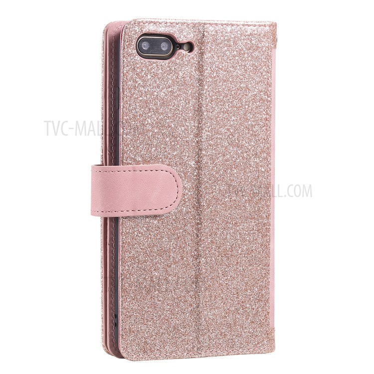Zipper Pocket 9 Card Slots Leather Wallet Case for iPhone 8 Plus/7 Plus - Rose Gold-7