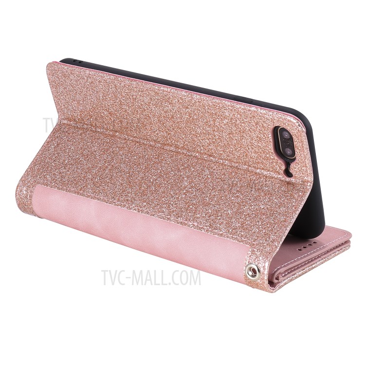 Zipper Pocket 9 Card Slots Leather Wallet Case for iPhone 8 Plus/7 Plus - Rose Gold-8