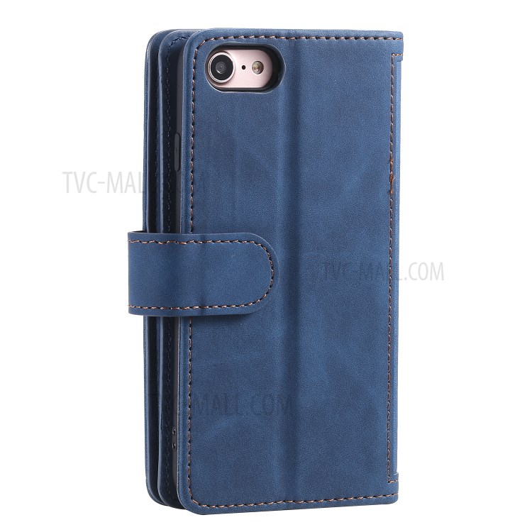 Zipper Pocket 9 Card Slots Leather Wallet Shell Case for iPhone 7/8 - Blue-8