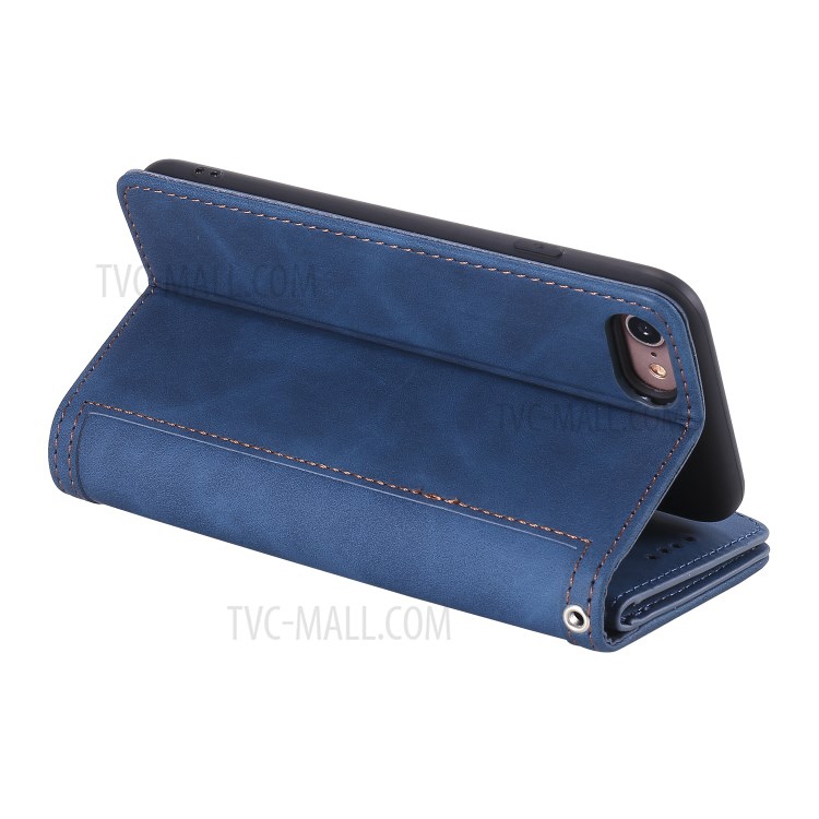 Zipper Pocket 9 Card Slots Leather Wallet Shell Case for iPhone 7/8 - Blue-9
