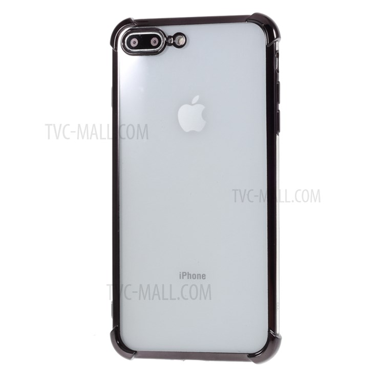Electroplating Drop Resistant TPU Case for iPhone 8 Plus/7 Plus - Black-2