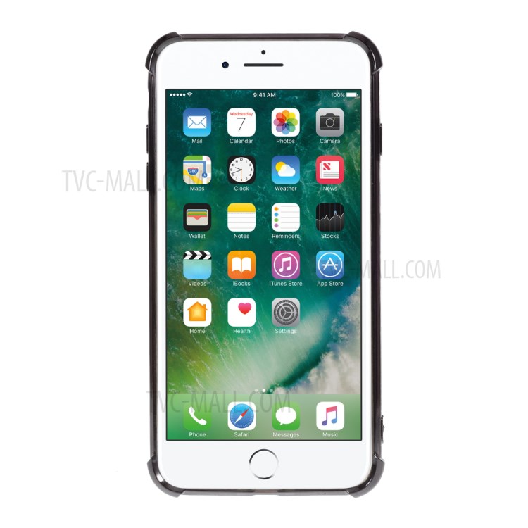 Electroplating Drop Resistant TPU Case for iPhone 8 Plus/7 Plus - Black-3