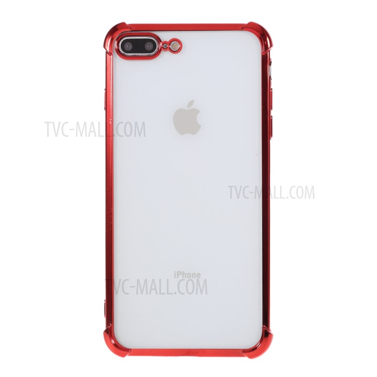 Electroplating Drop Resistant TPU Case for iPhone 8 Plus/7 Plus - Red-1