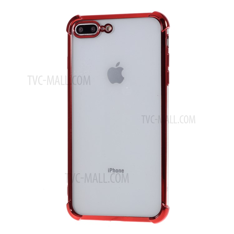 Electroplating Drop Resistant TPU Case for iPhone 8 Plus/7 Plus - Red-2