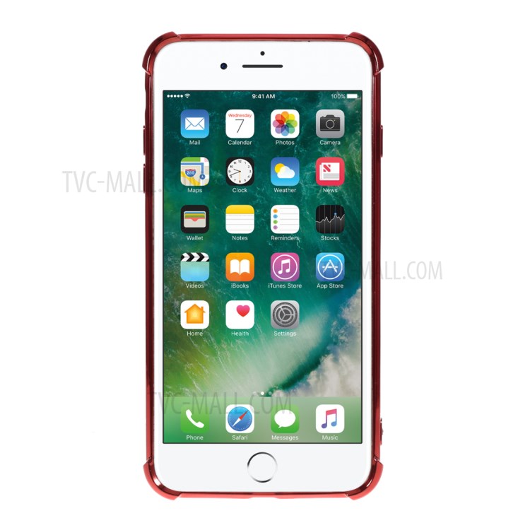 Electroplating Drop Resistant TPU Case for iPhone 8 Plus/7 Plus - Red-3