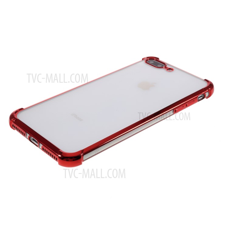Electroplating Drop Resistant TPU Case for iPhone 8 Plus/7 Plus - Red-4