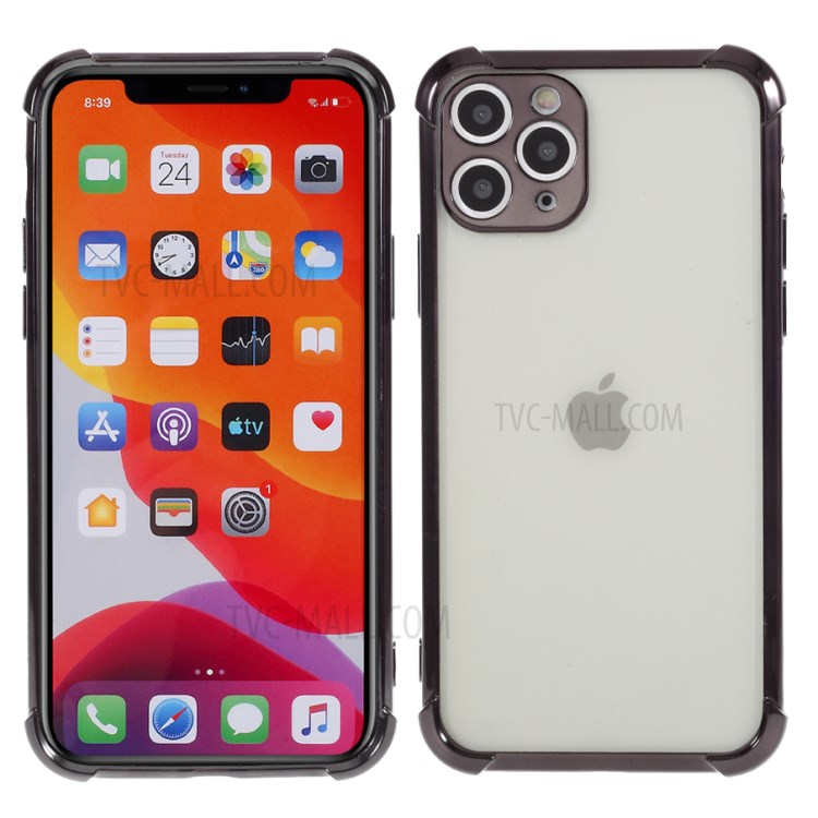 Galvanoplastie Cas De Chute Arrière TPU Résistant Pour IPhone 11 Pro 5,8 Pouces - Noir-1