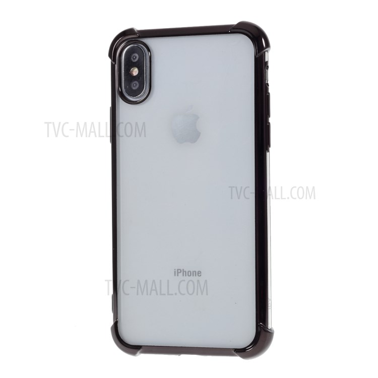 Goutte Galvanoplastie Coquille TPU Résistant Pour IPhone XS Max 6,5 Pouces - Noir-2
