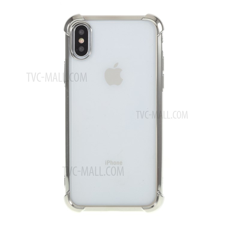 Electroplating Drop Resistant TPU Shell for iPhone XS Max 6.5 inch - Silver-1