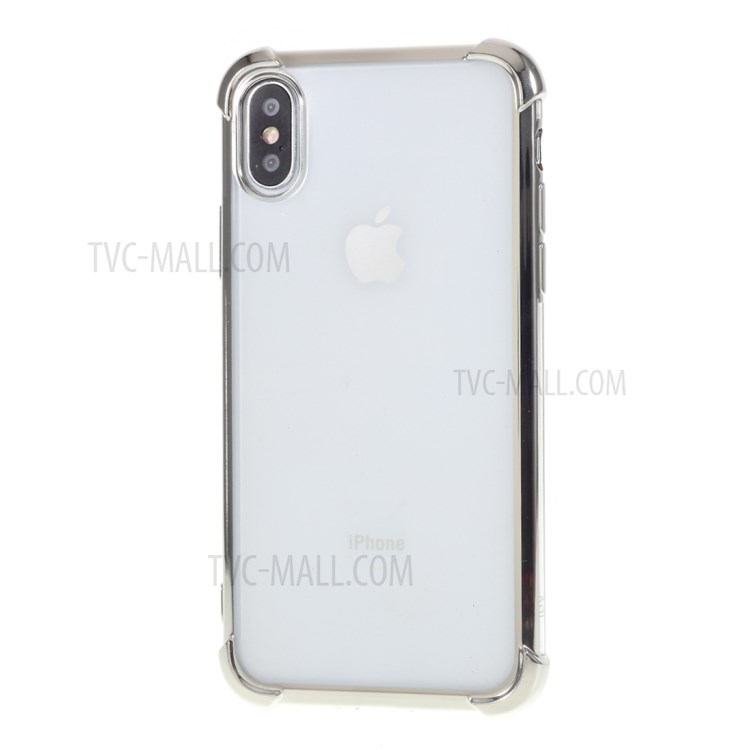 Electroplating Drop Resistant TPU Shell for iPhone XS Max 6.5 inch - Silver-2