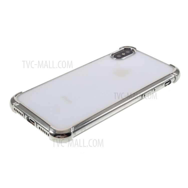 Electroplating Drop Resistant TPU Shell for iPhone XS Max 6.5 inch - Silver-4