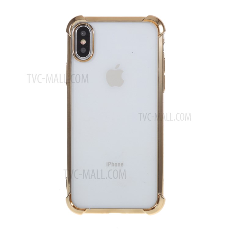 Electroplating Drop Resistant TPU Shell for iPhone XS Max 6.5 inch - Gold-1