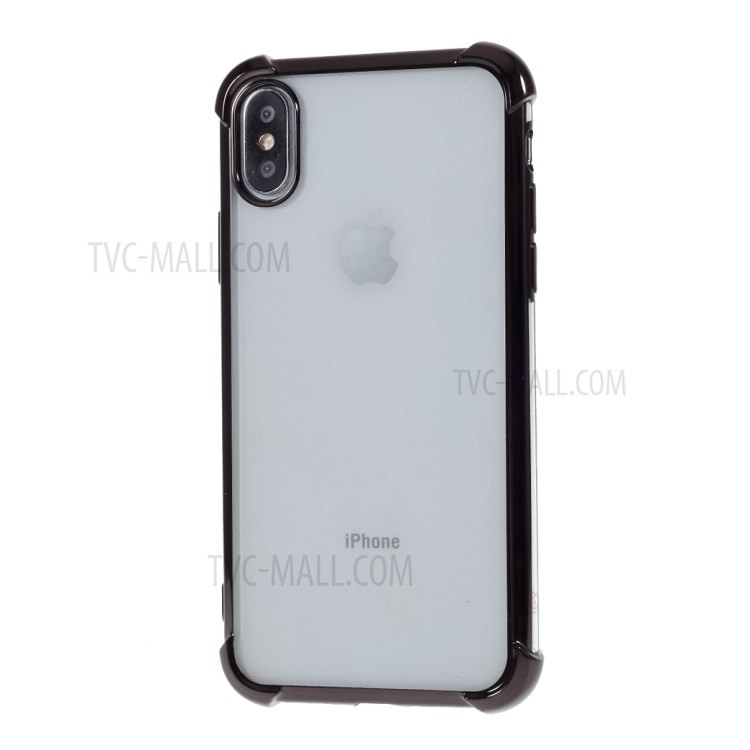 Electroplating Drop Resistant TPU Case Cover for iPhone XS/X 5.8-inch - Black-2