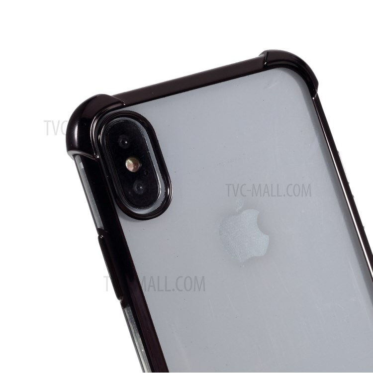 Electroplating Drop Resistant TPU Case Cover for iPhone XS/X 5.8-inch - Black-4