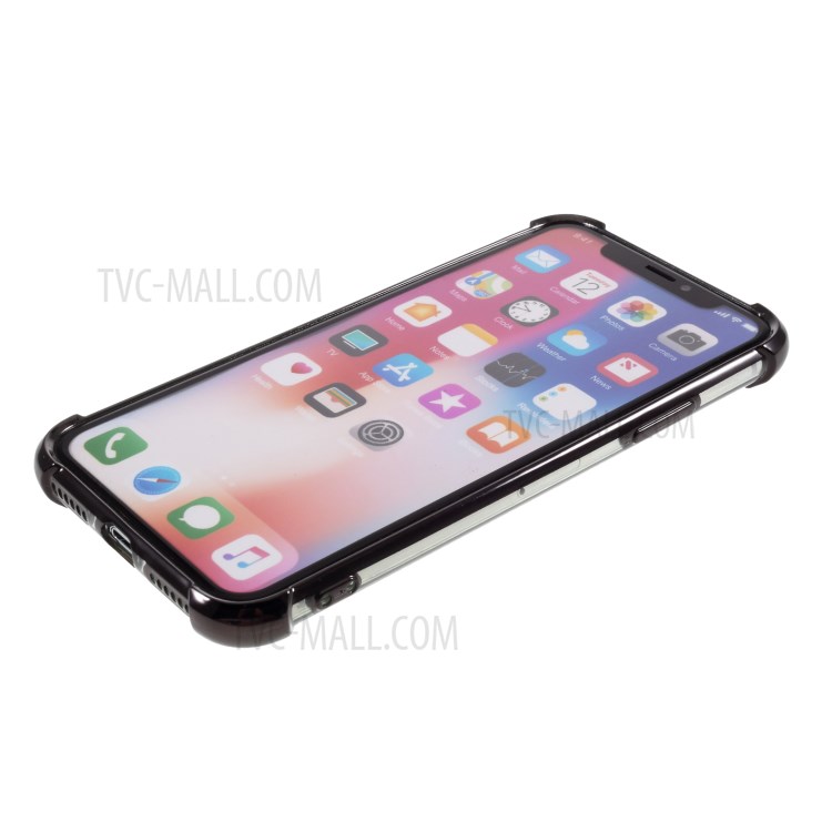 Electroplating Drop Resistant TPU Case Cover for iPhone XS/X 5.8-inch - Black-7