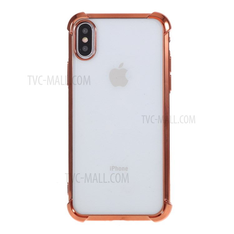 Electroplating Drop Resistant TPU Case Cover for iPhone XS/X 5.8-inch - Rose Gold-1