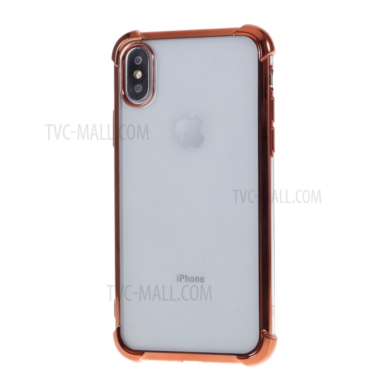 Electroplating Drop Resistant TPU Case Cover for iPhone XS/X 5.8-inch - Rose Gold-2