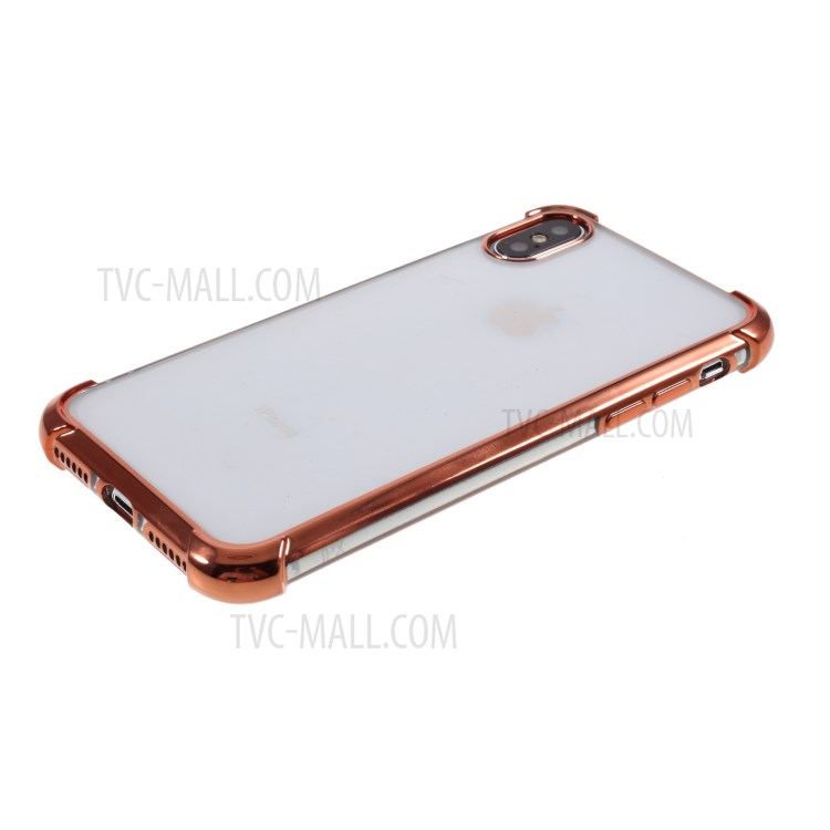 Electroplating Drop Resistant TPU Case Cover for iPhone XS/X 5.8-inch - Rose Gold-4