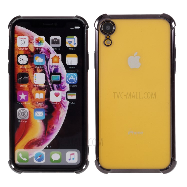 Electroplating Drop Resistant TPU Back Case for iPhone XR 6.1 inch - Black-1