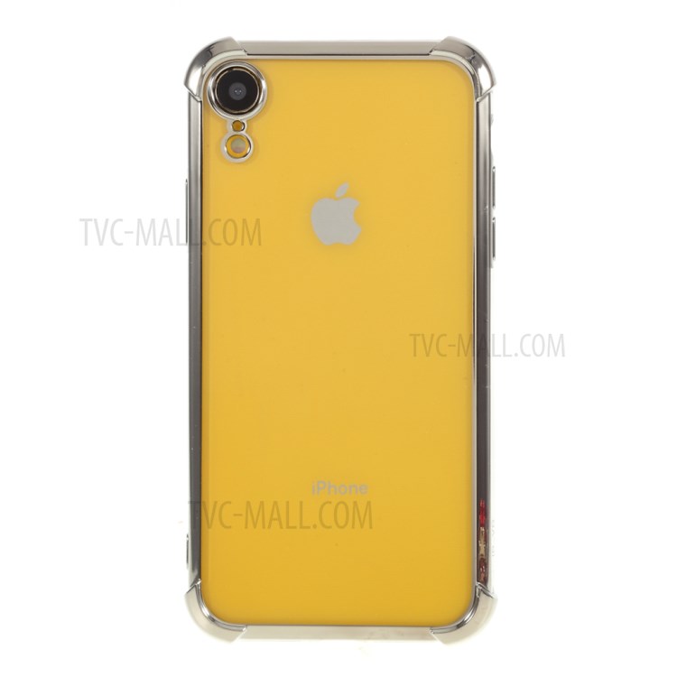Electroplating Drop Resistant TPU Back Case for iPhone XR 6.1 inch - Silver-1