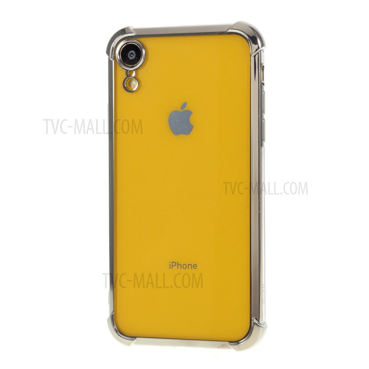 Electroplating Drop Resistant TPU Back Case for iPhone XR 6.1 inch - Silver-2