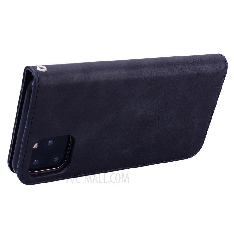 Cuir Absorbé Auto-support Cas Avec Fente Pour Carte Pour IPhone 11 Pro 5,8 Pouces - Noir-4