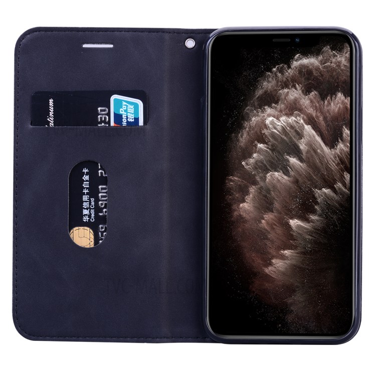 Cuir Absorbé Auto-support Cas Avec Fente Pour Carte Pour IPhone 11 Pro 5,8 Pouces - Noir-5