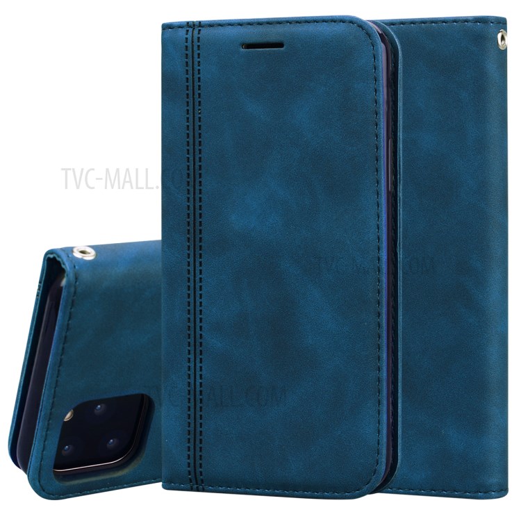 Auto-absorbed Leather Stand Case with Card Slot for iPhone 11 Pro 5.8 inch - Blue-1