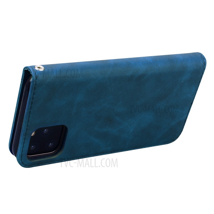 Auto-absorbed Leather Stand Case with Card Slot for iPhone 11 Pro 5.8 inch - Blue-4