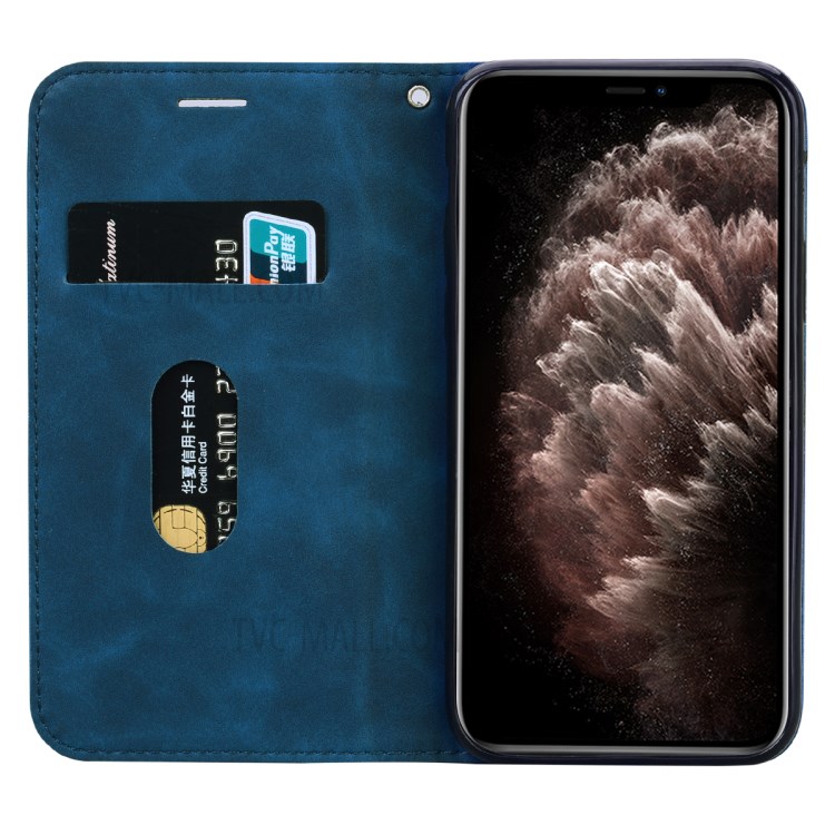 Auto-absorbed Leather Stand Case with Card Slot for iPhone 11 Pro 5.8 inch - Blue-5