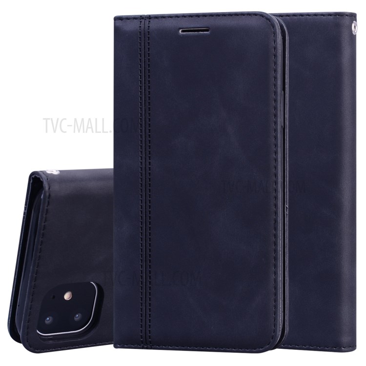 Position Absorbée Auto-boîtier Porte-cartes En Cuir Pour IPhone 11 6.1 Pouces - Noir-1