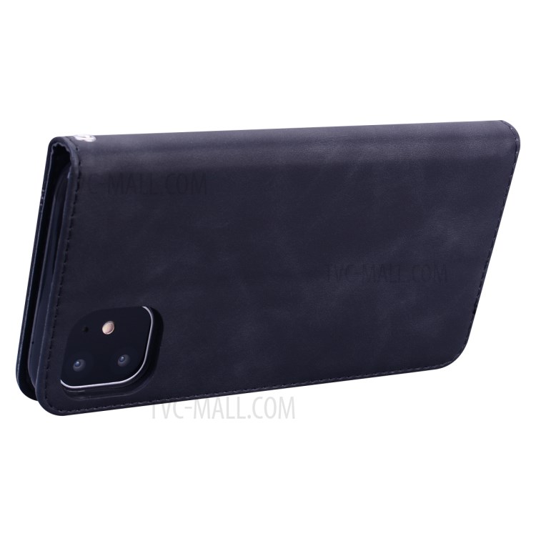 Position Absorbée Auto-boîtier Porte-cartes En Cuir Pour IPhone 11 6.1 Pouces - Noir-4