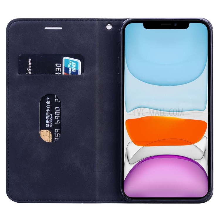 Position Absorbée Auto-boîtier Porte-cartes En Cuir Pour IPhone 11 6.1 Pouces - Noir-5