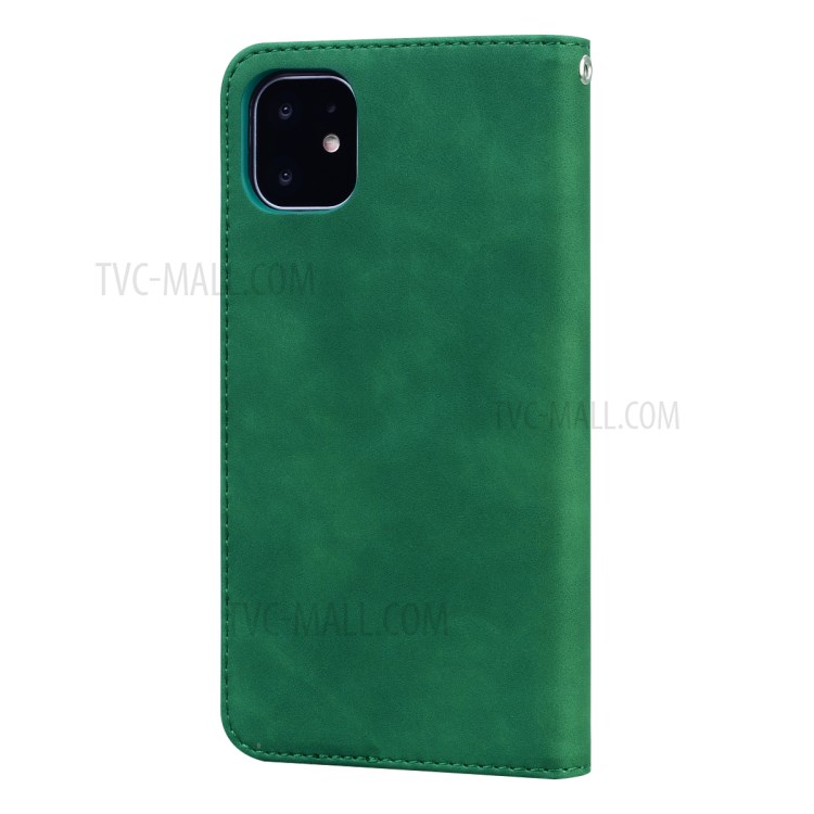 Auto-absorbed Stand Leather Card Holder Case for iPhone 11 6.1 inch - Green-3
